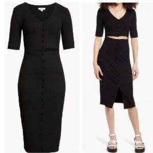 New BP. Nordstrom Cutout Rib Dress plus size 1x black